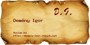 Demény Igor névjegykártya